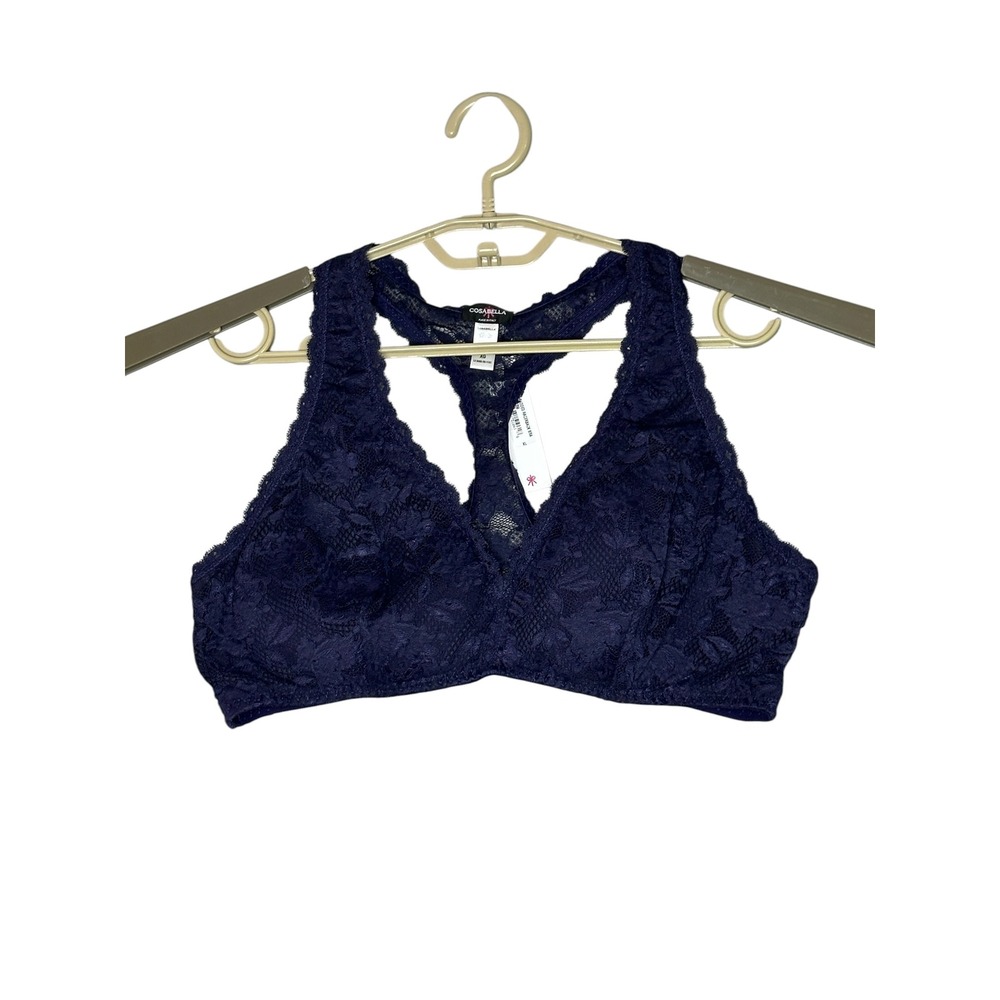 NWT Cosabella Womens Padded  Racerback Bra XL in Raven Lacey‎ Wireless